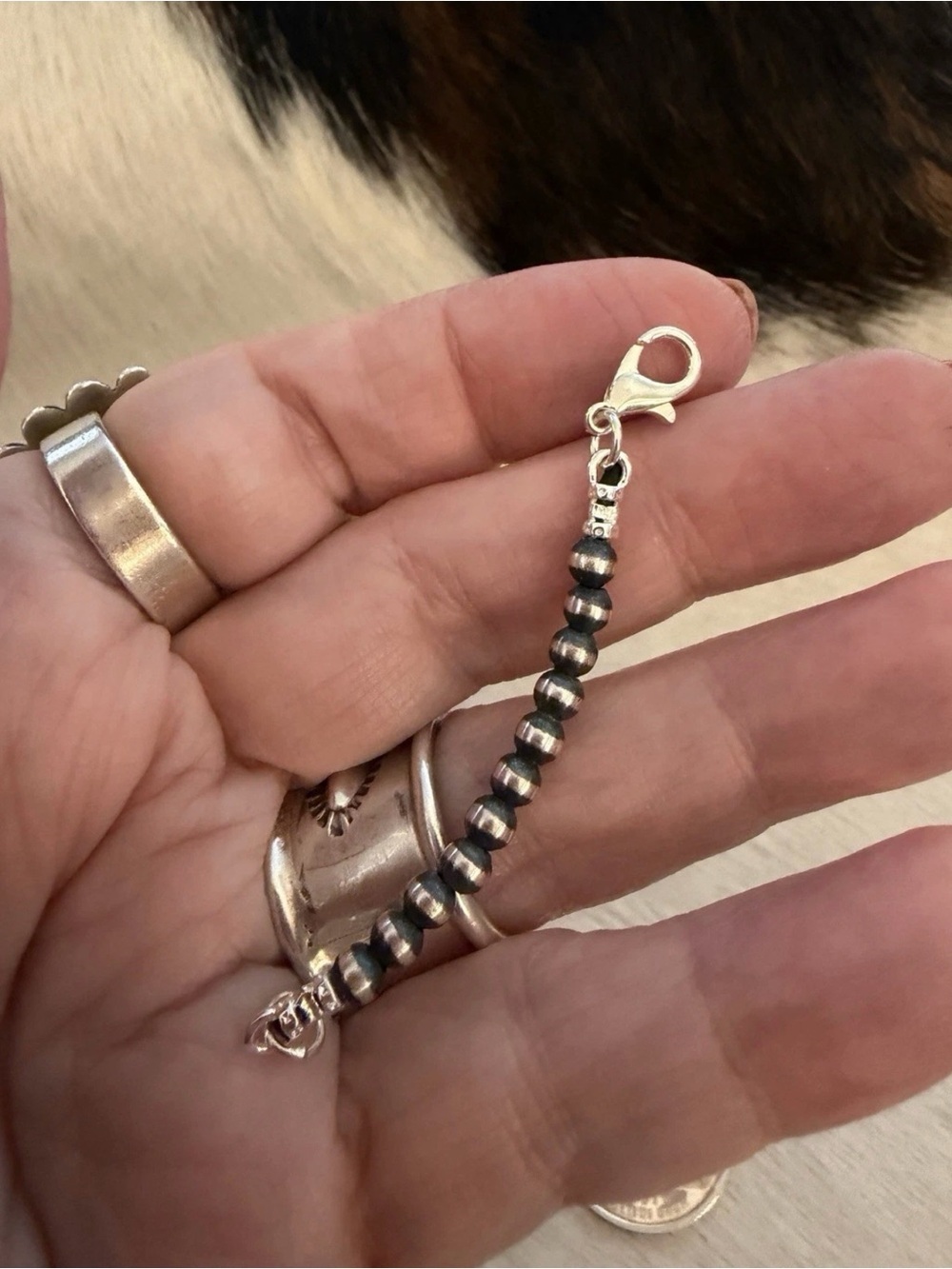 ❤️ 2” 4mm Navajo Desert Pearl / Beads Necklace Bracelet EXTENDER Sterling Silver